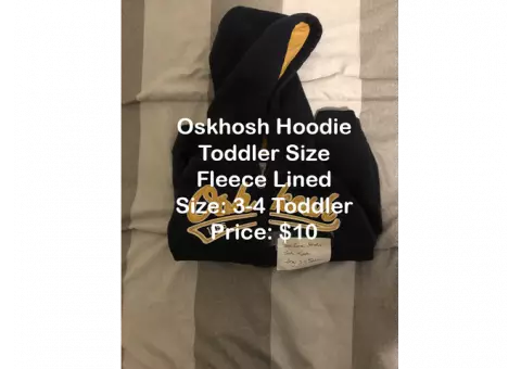Oskhosh Hoodie Toddler Size Fleece Lined