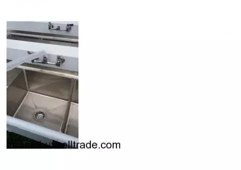 3 bay commercial stainless sinks
